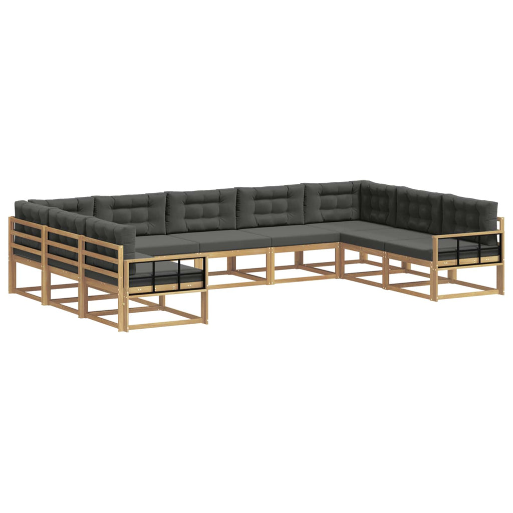 Outdoor-Sofagarnitur mit Kissen 9 pcs Weiß und Anthrazit