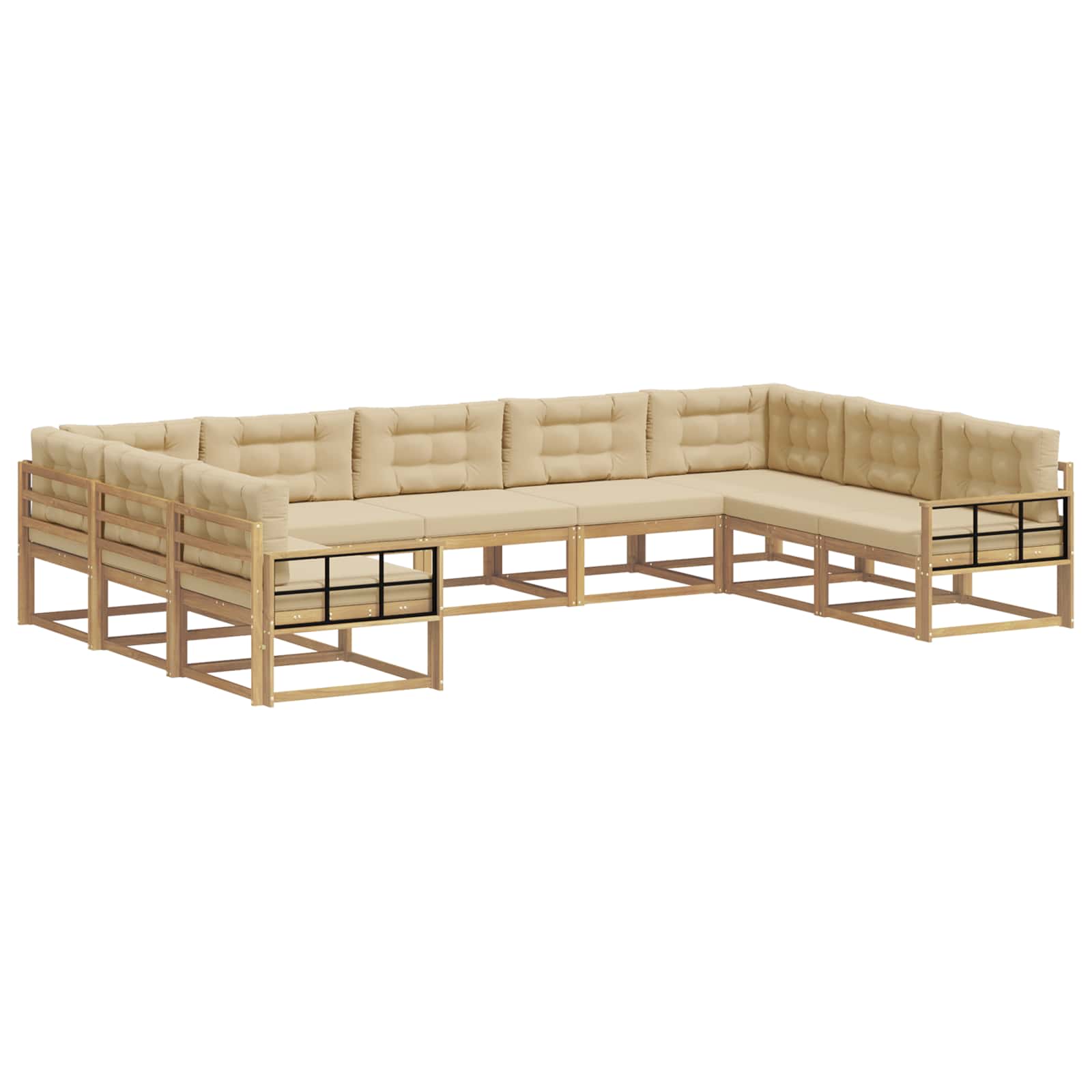 Outdoor-Sofagarnitur mit Kissen 9 pcs Weiß und Beige