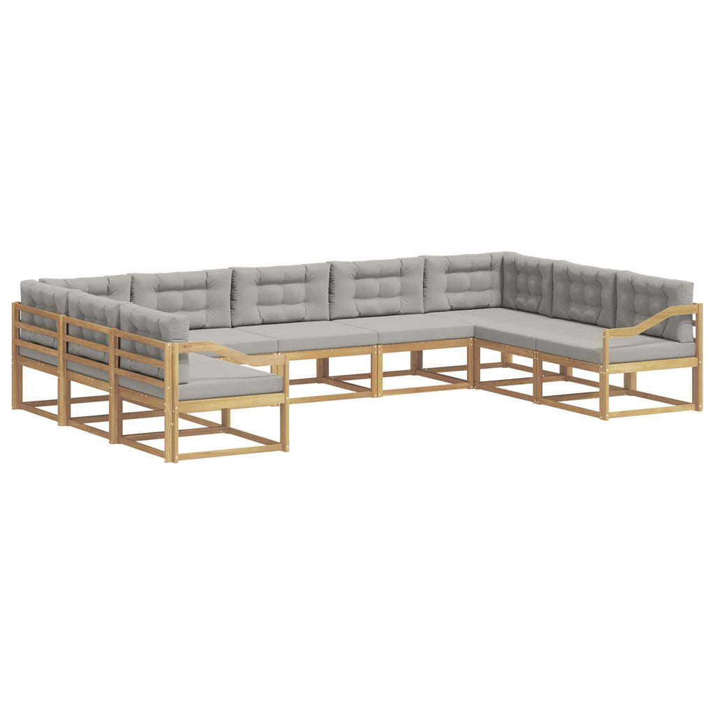 Outdoor-Sofagarnitur mit Kissen 9 pcs Weiß und Hellgrau