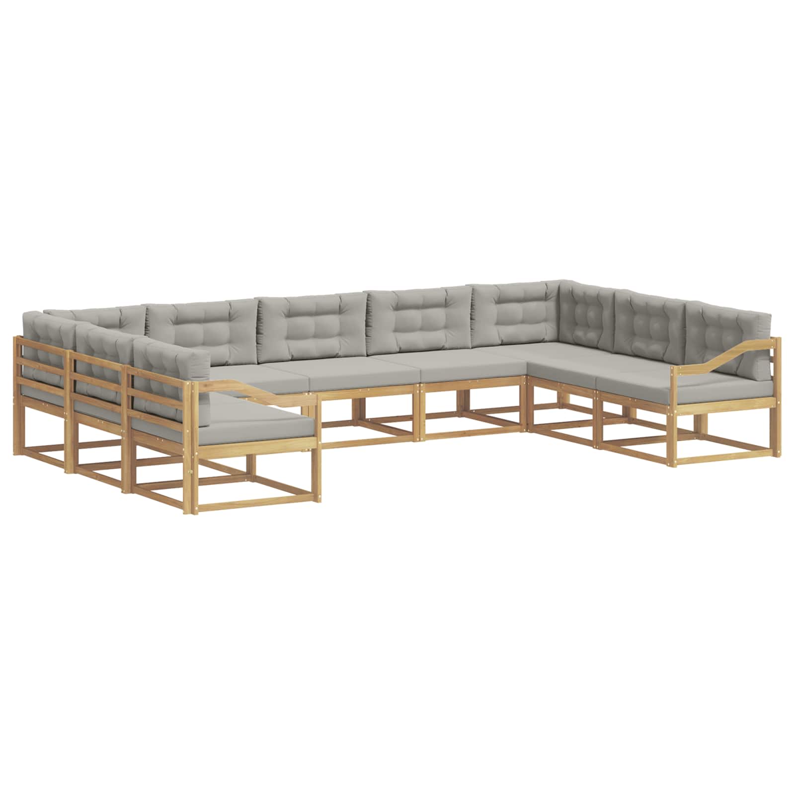 Outdoor-Sofagarnitur mit Kissen 9 pcs Weiß und Hellgrau