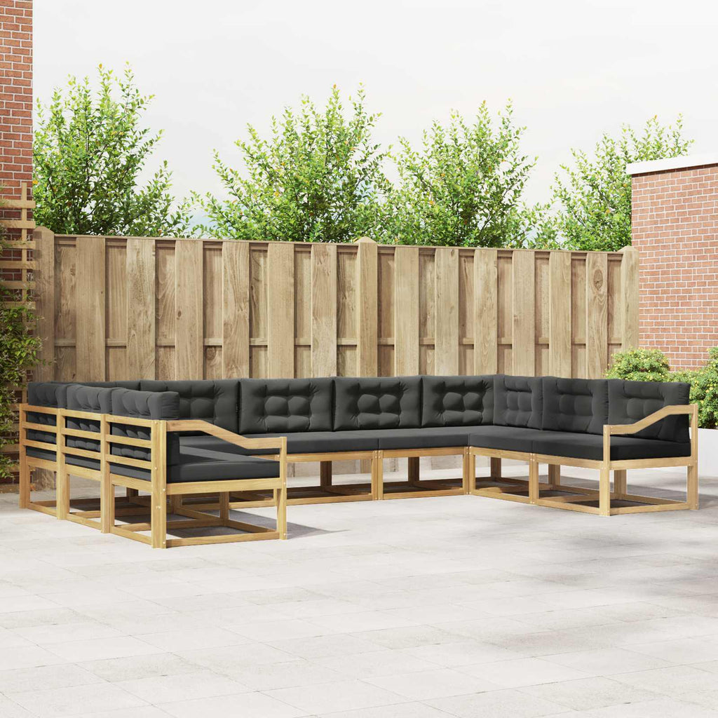 Outdoor-Sofagarnitur mit Kissen 9 pcs Weiß und Anthrazit