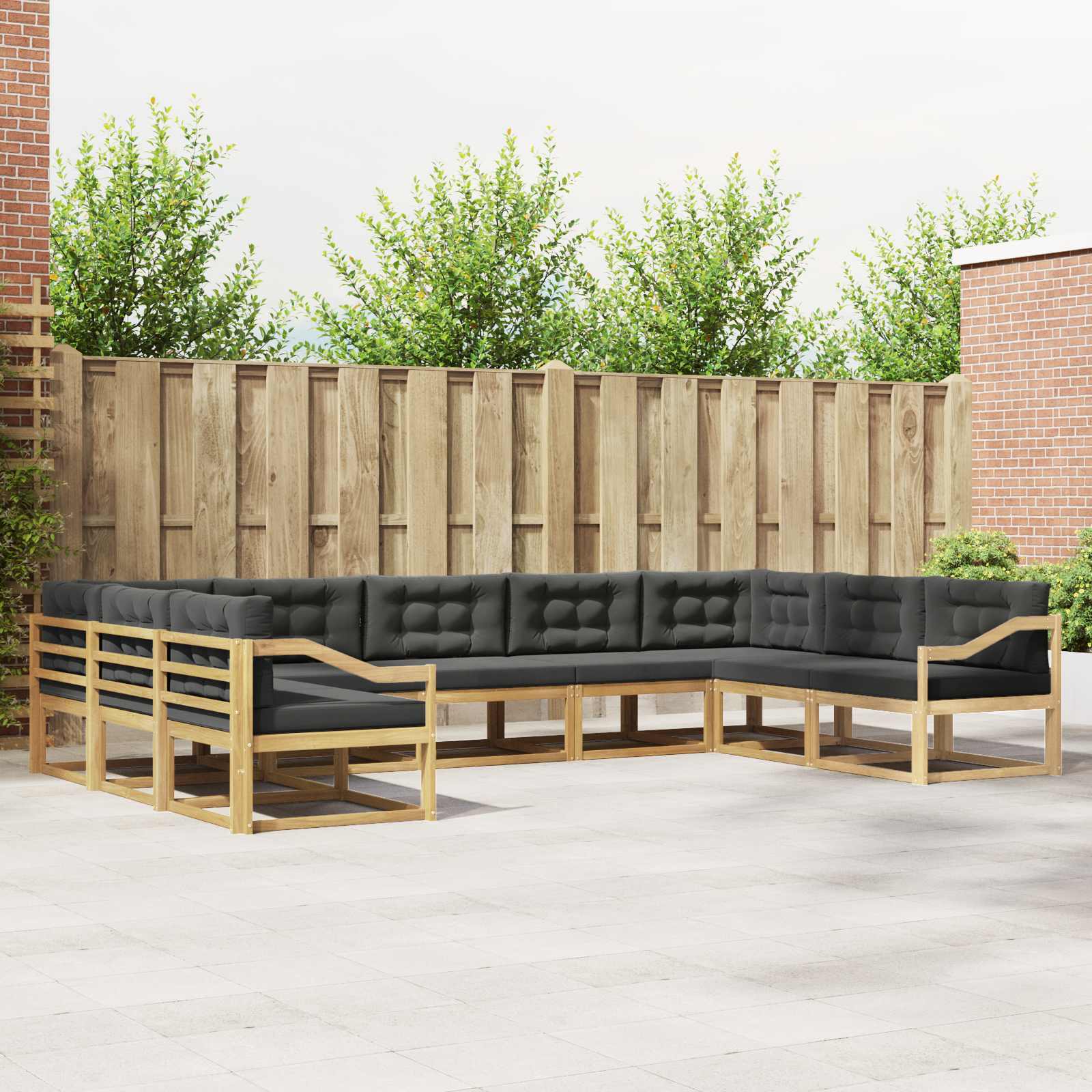 Outdoor-Sofagarnitur mit Kissen 9 pcs Weiß und Anthrazit