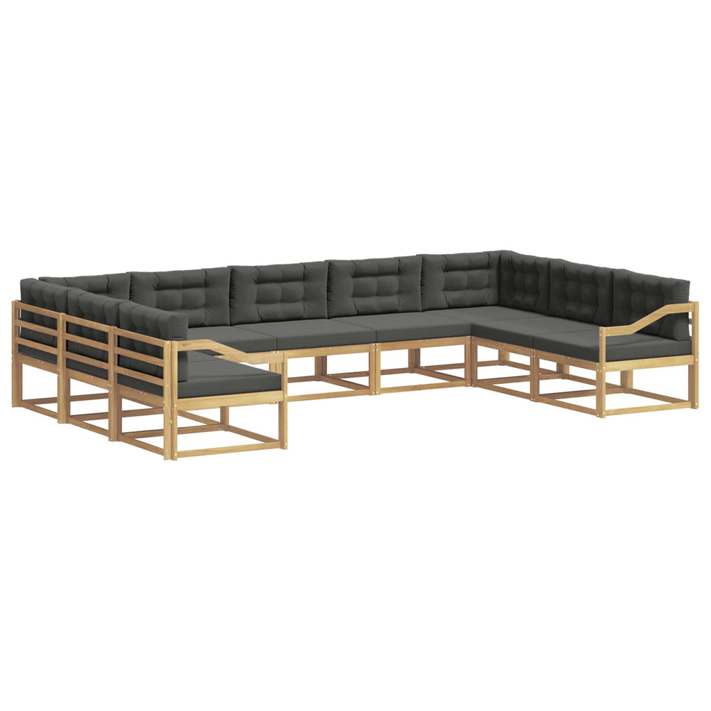 Outdoor-Sofagarnitur mit Kissen 9 pcs Weiß und Anthrazit
