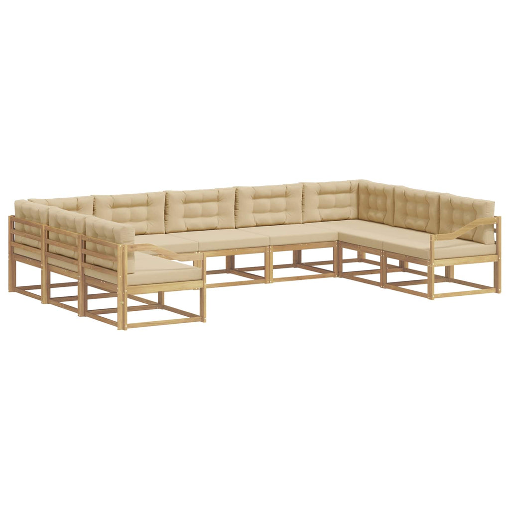 Outdoor-Sofagarnitur mit Kissen 9 pcs Weiß und Beige