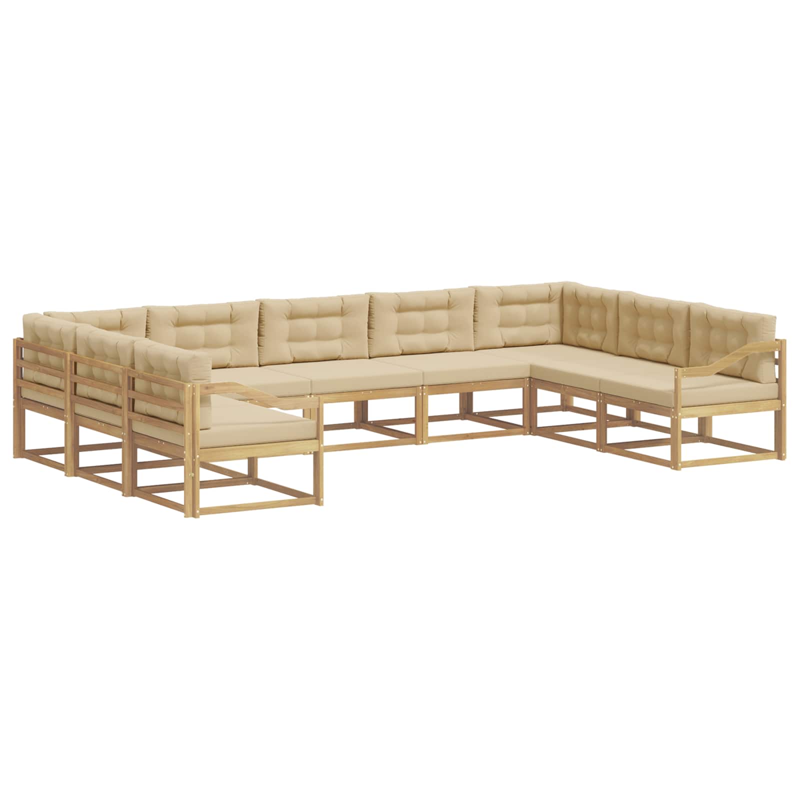 Outdoor-Sofagarnitur mit Kissen 9 pcs Weiß und Beige