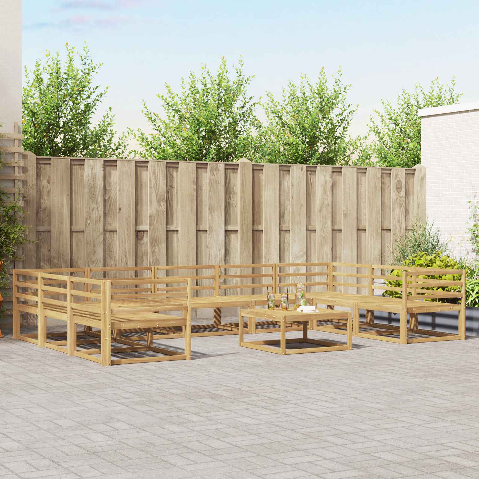 Outdoor-Sofagarnitur 10 pcs Weiß Massivholz Akazie