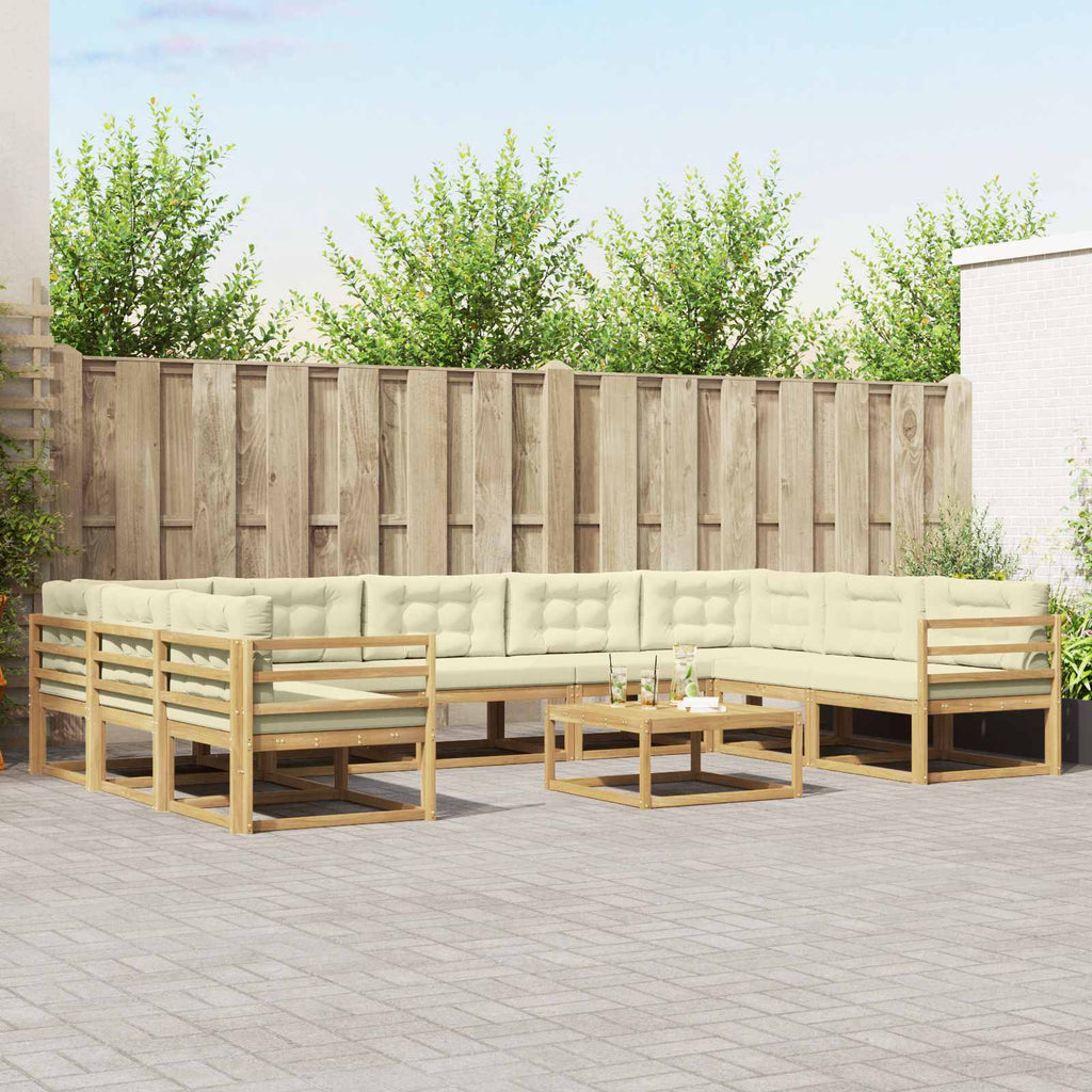 Outdoor-Sofagarnitur mit Kissen 10 pcs Weiß und Creme