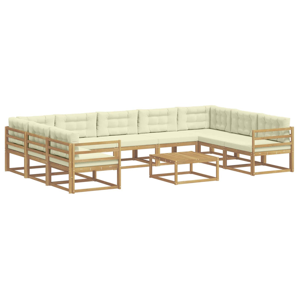 Outdoor-Sofagarnitur mit Kissen 10 pcs Weiß und Creme