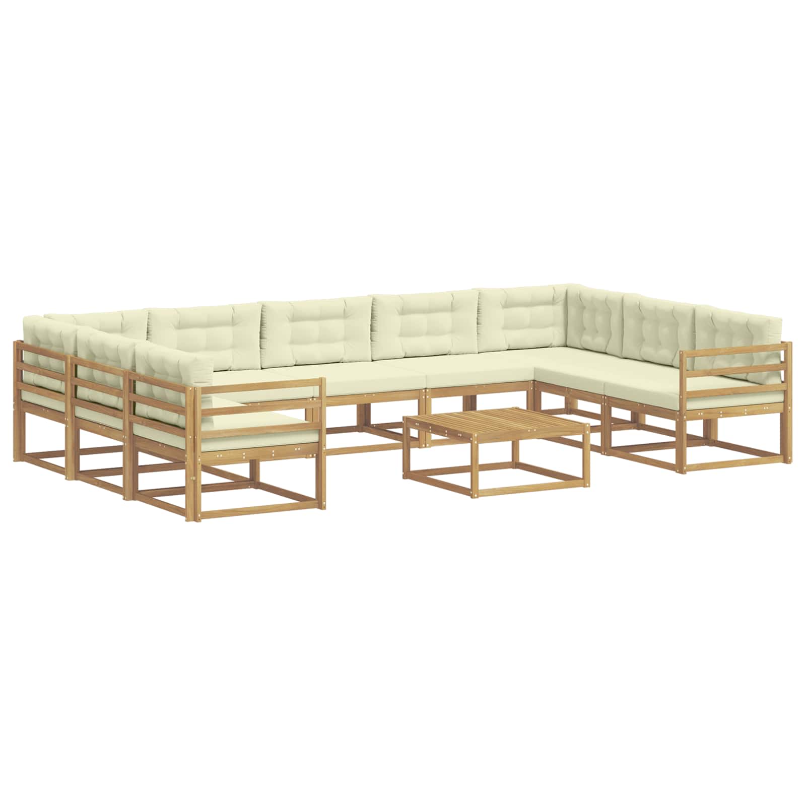 Outdoor-Sofagarnitur mit Kissen 10 pcs Weiß und Creme