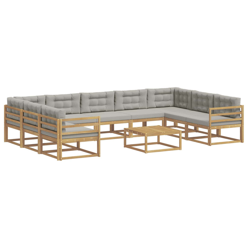 Outdoor-Sofagarnitur mit Kissen 10 pcs Weiß und Hellgrau