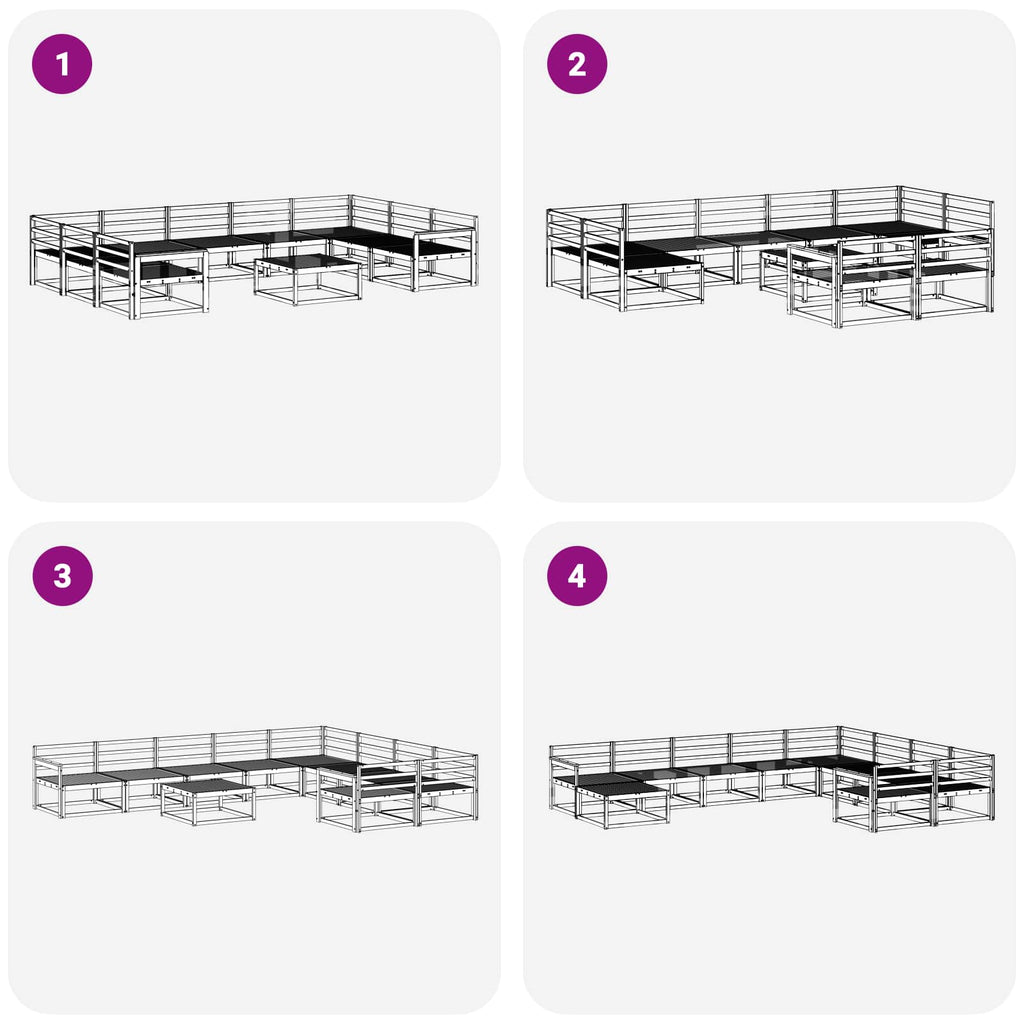 Outdoor-Sofagarnitur 10 pcs Weiß Massivholz Akazie