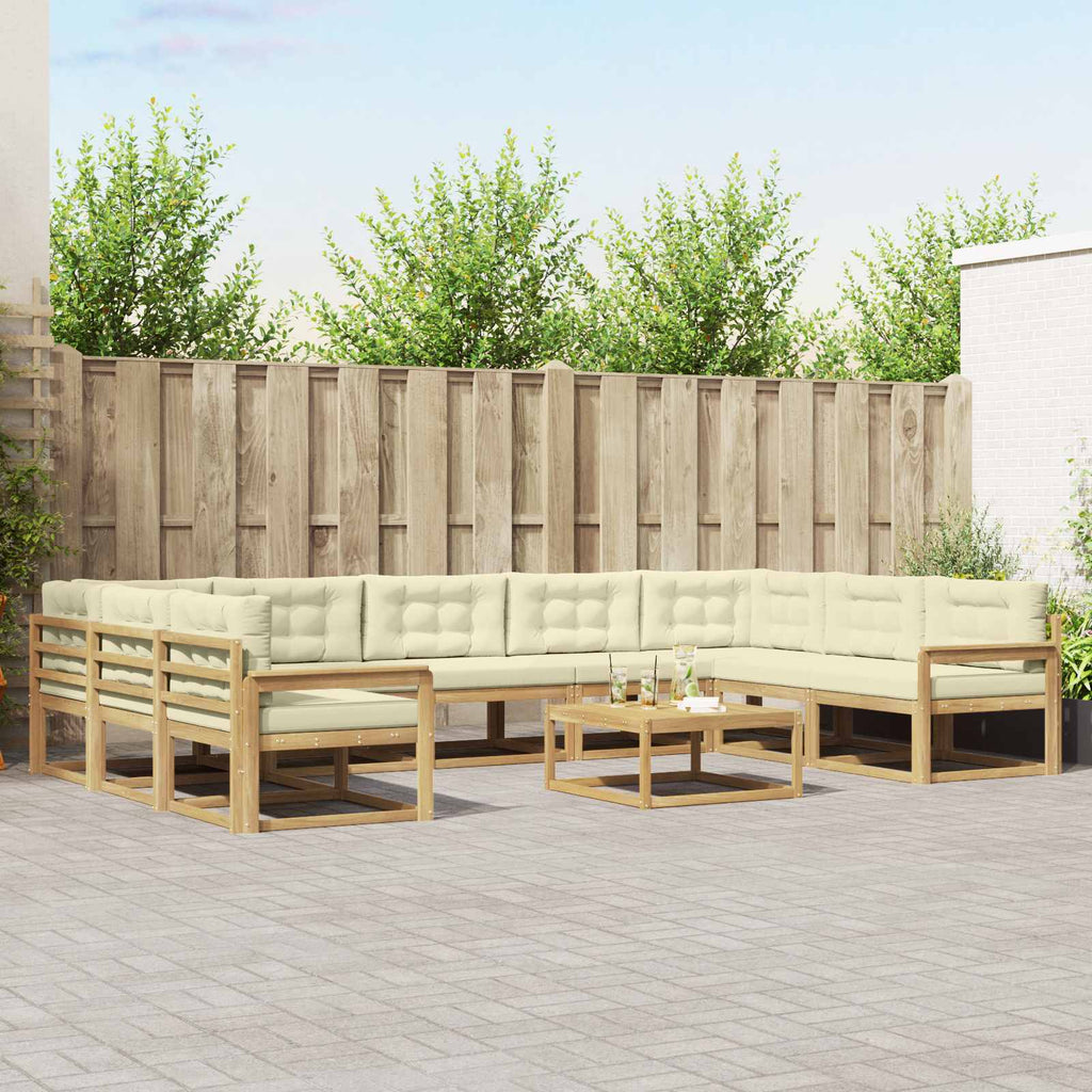 Outdoor-Sofagarnitur mit Kissen 10 pcs Weiß und Creme