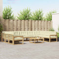 Outdoor-Sofagarnitur mit Kissen 10 pcs Weiß und Creme