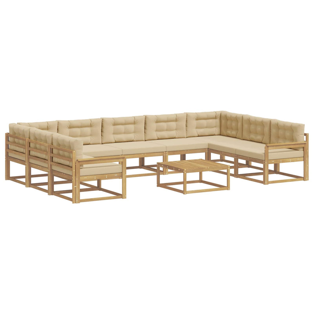 Outdoor-Sofagarnitur mit Kissen 10 pcs Weiß und Beige