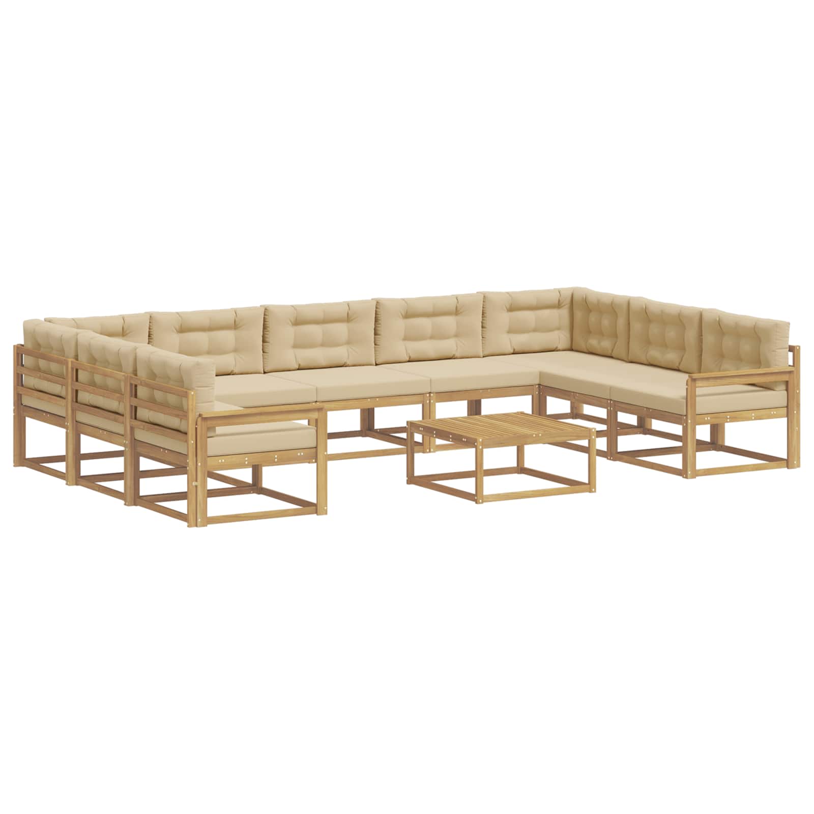 Outdoor-Sofagarnitur mit Kissen 10 pcs Weiß und Beige