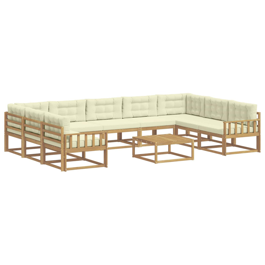Outdoor-Sofagarnitur mit Kissen 10 pcs Weiß und Creme