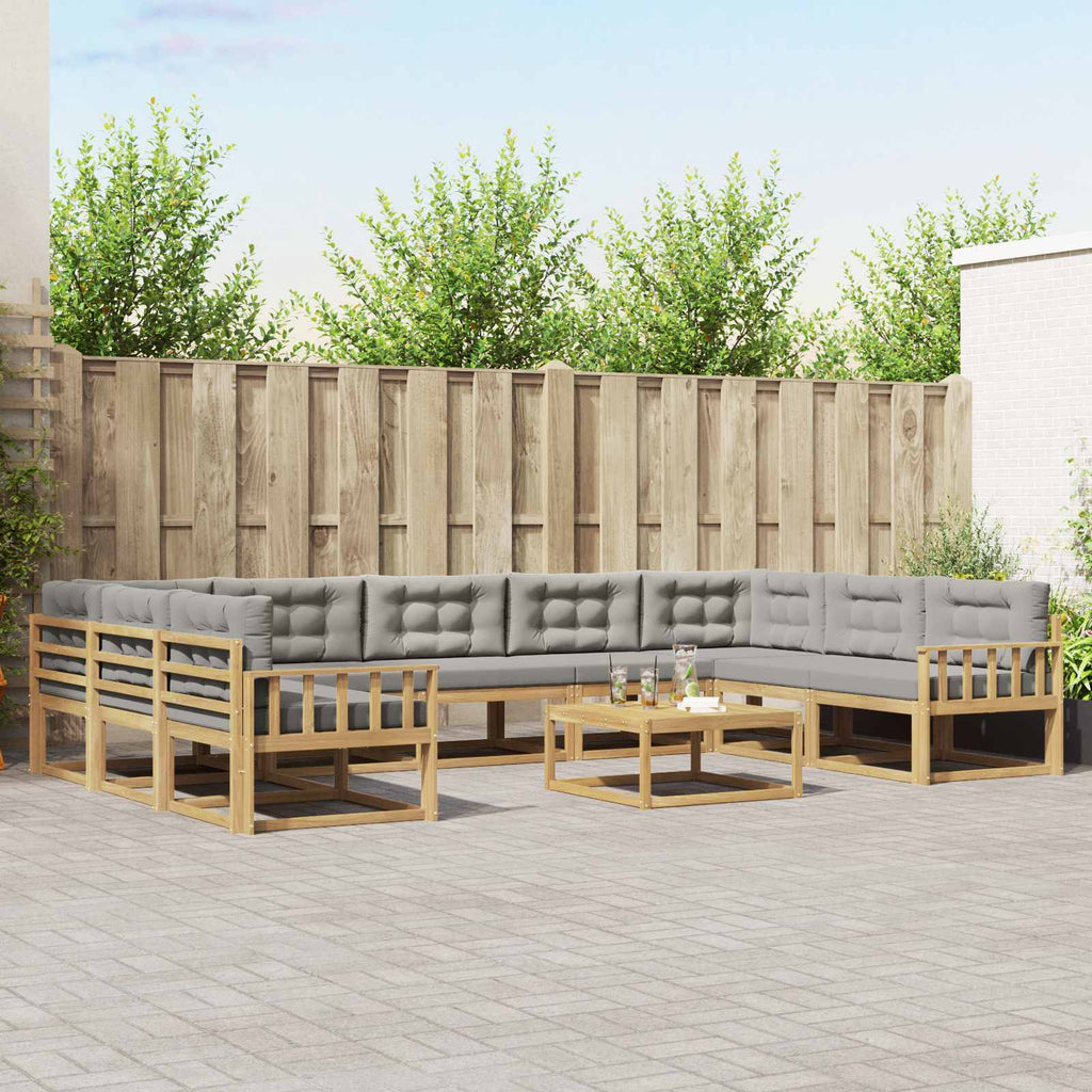 Outdoor-Sofagarnitur mit Kissen 10 pcs Weiß und Hellgrau