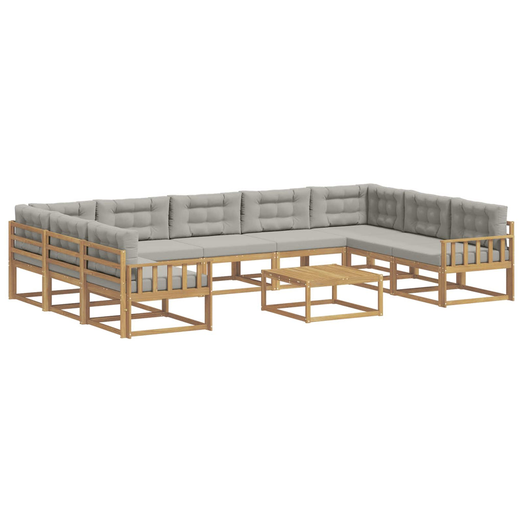 Outdoor-Sofagarnitur mit Kissen 10 pcs Weiß und Hellgrau