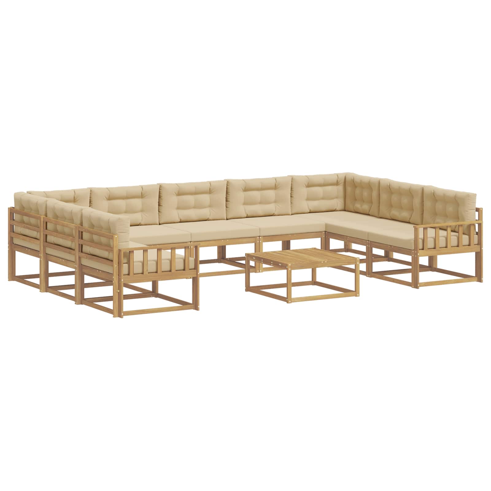 Outdoor-Sofagarnitur mit Kissen 10 pcs Weiß und Beige