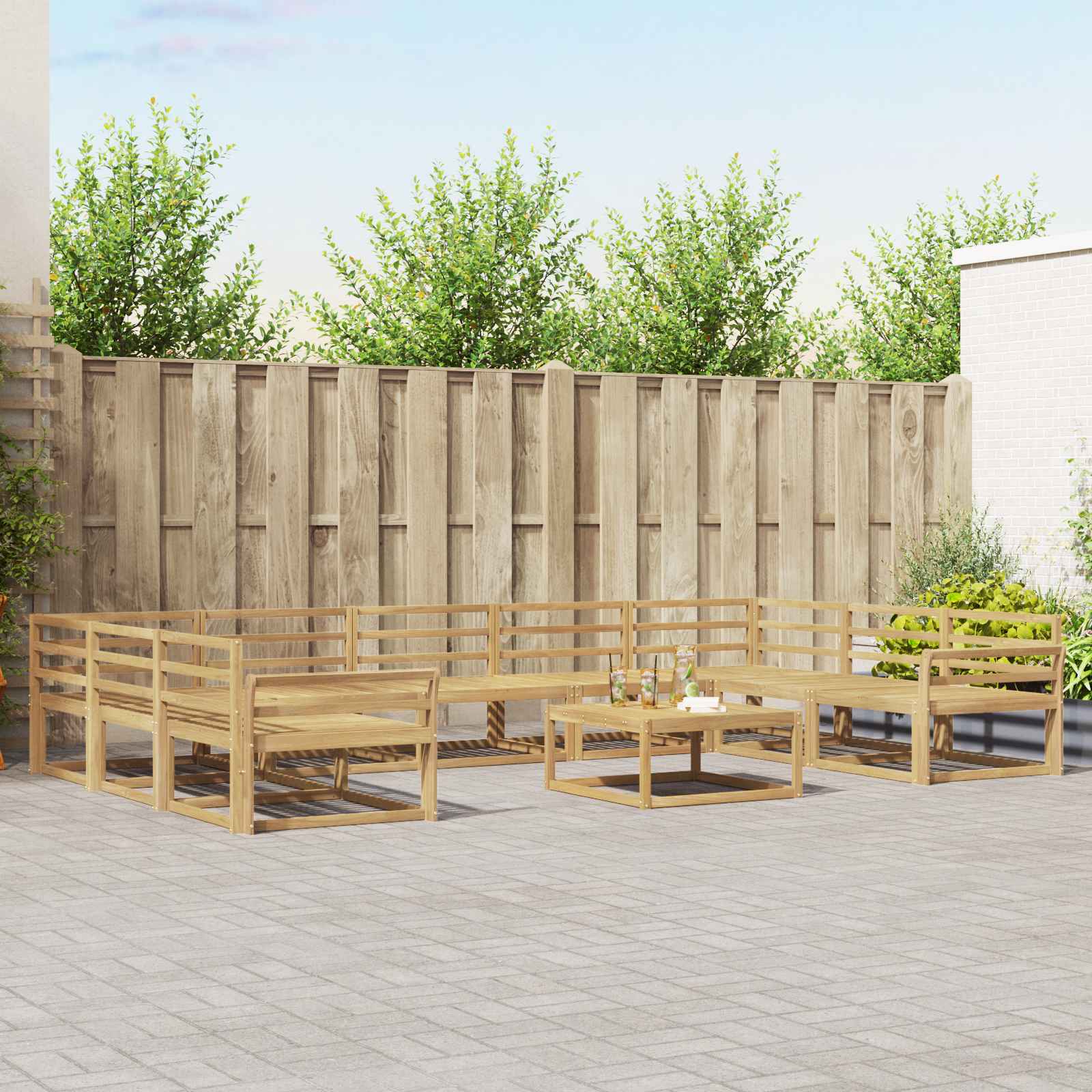 Outdoor-Sofagarnitur 10 pcs Weiß Massivholz Akazie