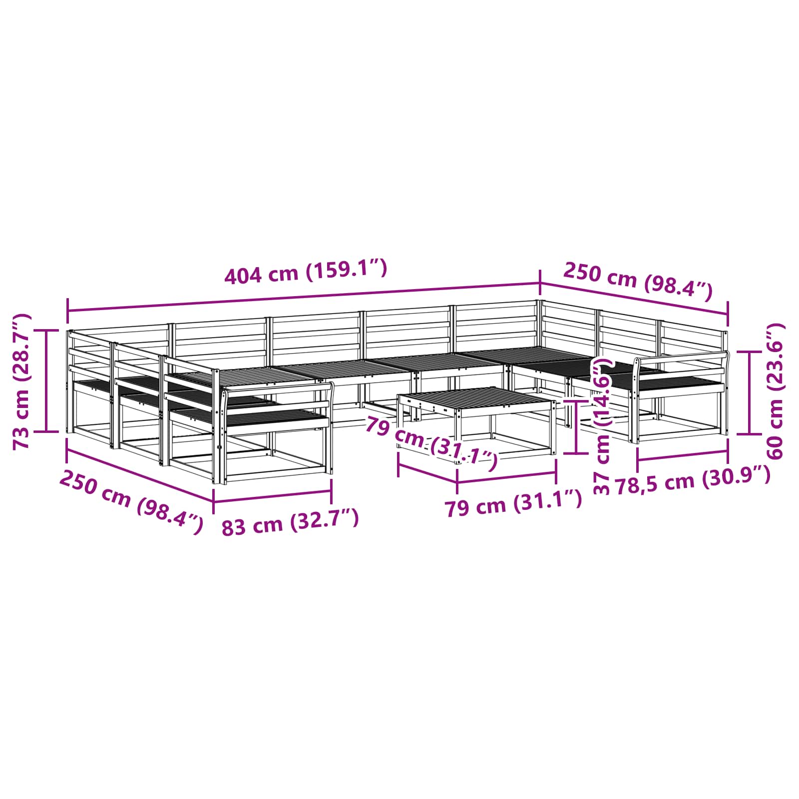 Outdoor-Sofagarnitur 10 pcs Weiß Massivholz Akazie