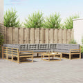 Outdoor-Sofagarnitur mit Kissen 10 pcs Weiß und Hellgrau