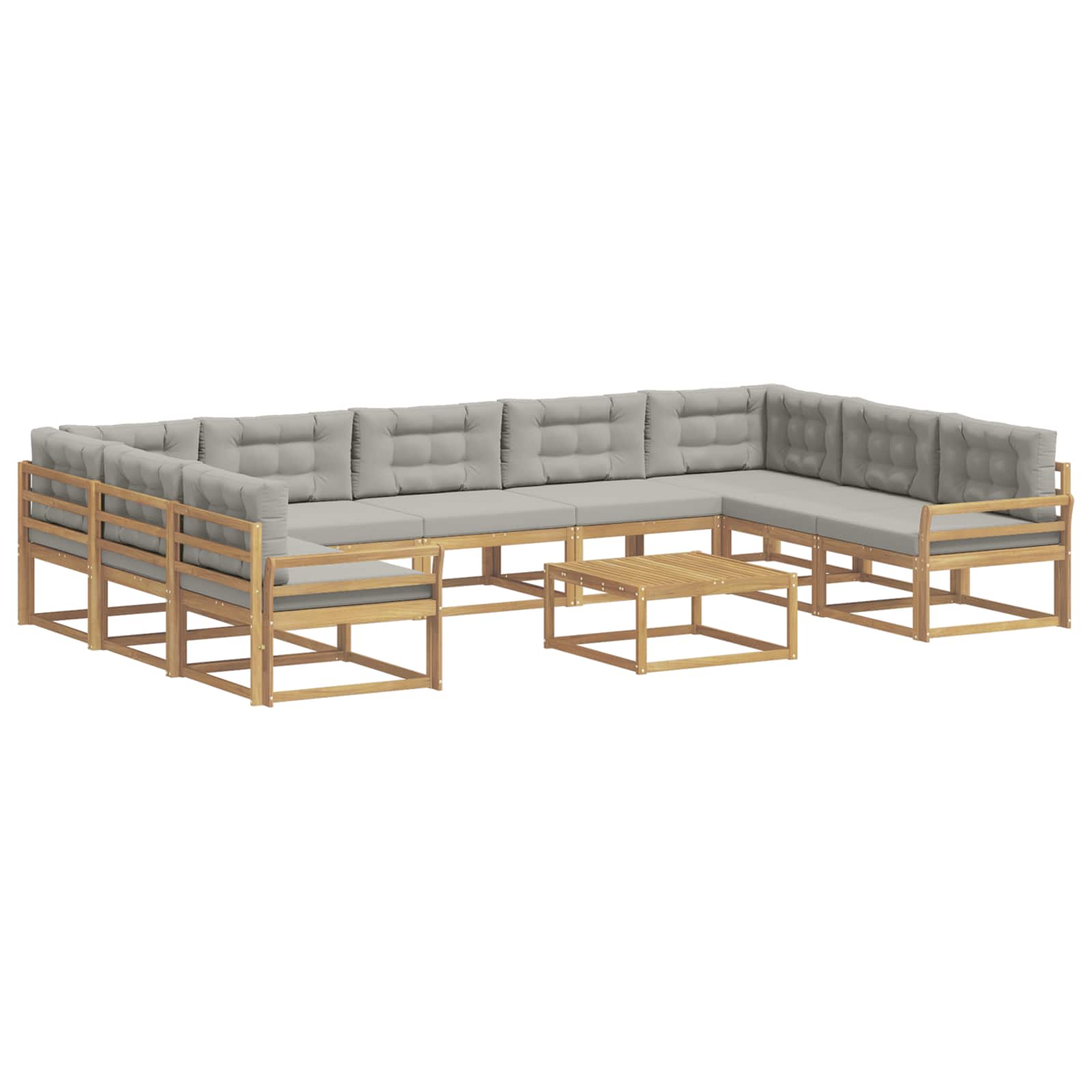 Outdoor-Sofagarnitur mit Kissen 10 pcs Weiß und Hellgrau