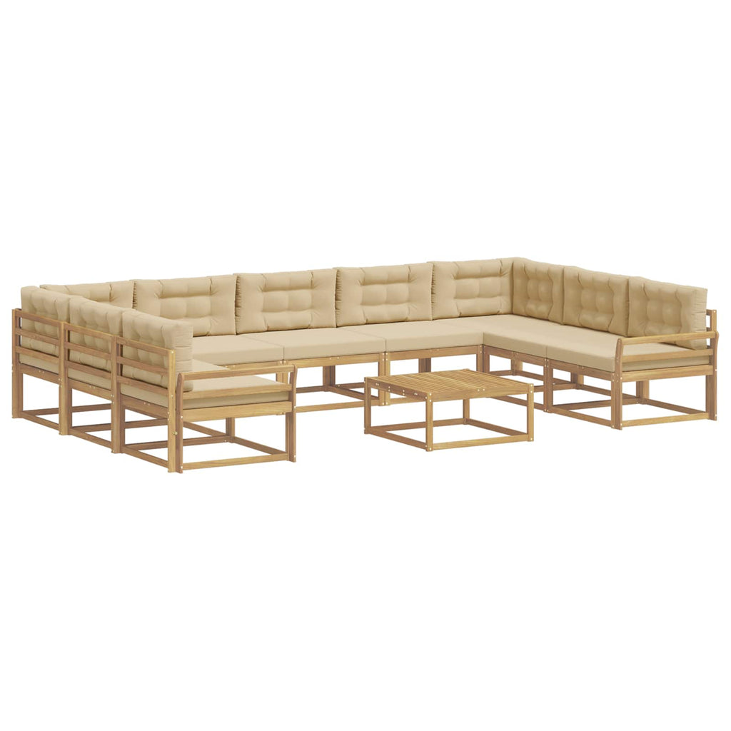 Outdoor-Sofagarnitur mit Kissen 10 pcs Weiß und Beige