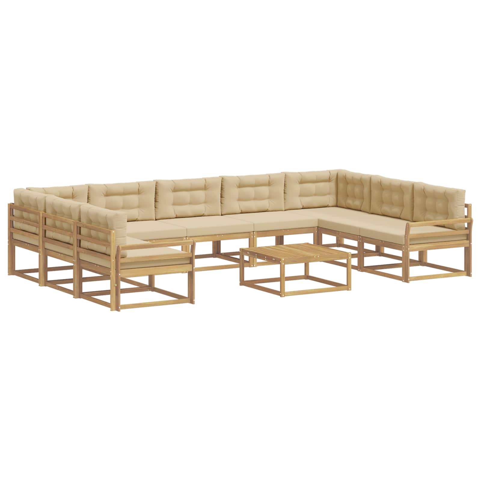 Outdoor-Sofagarnitur mit Kissen 10 pcs Weiß und Beige