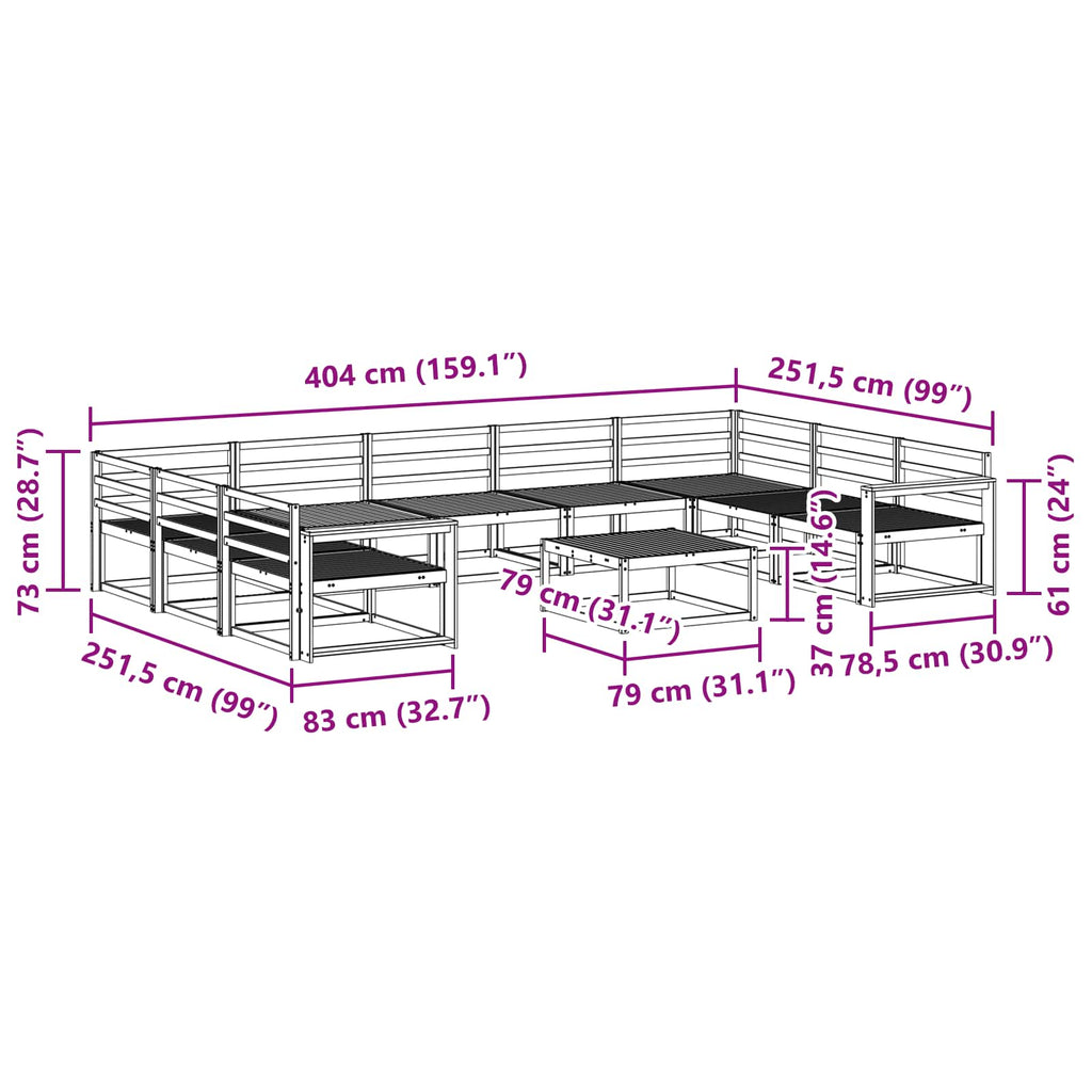 Outdoor-Sofagarnitur 10 pcs Weiß Massivholz Akazie