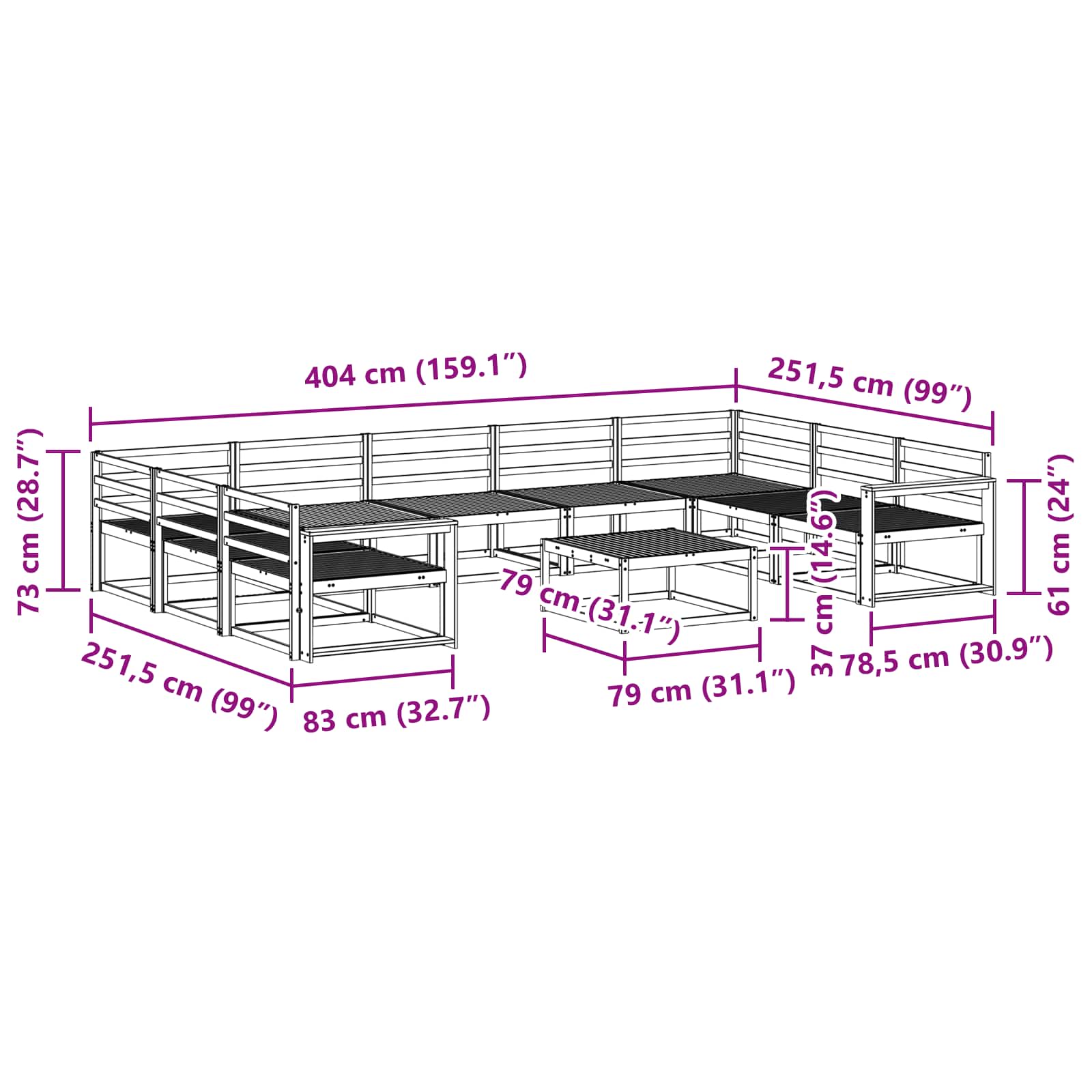 Outdoor-Sofagarnitur 10 pcs Weiß Massivholz Akazie