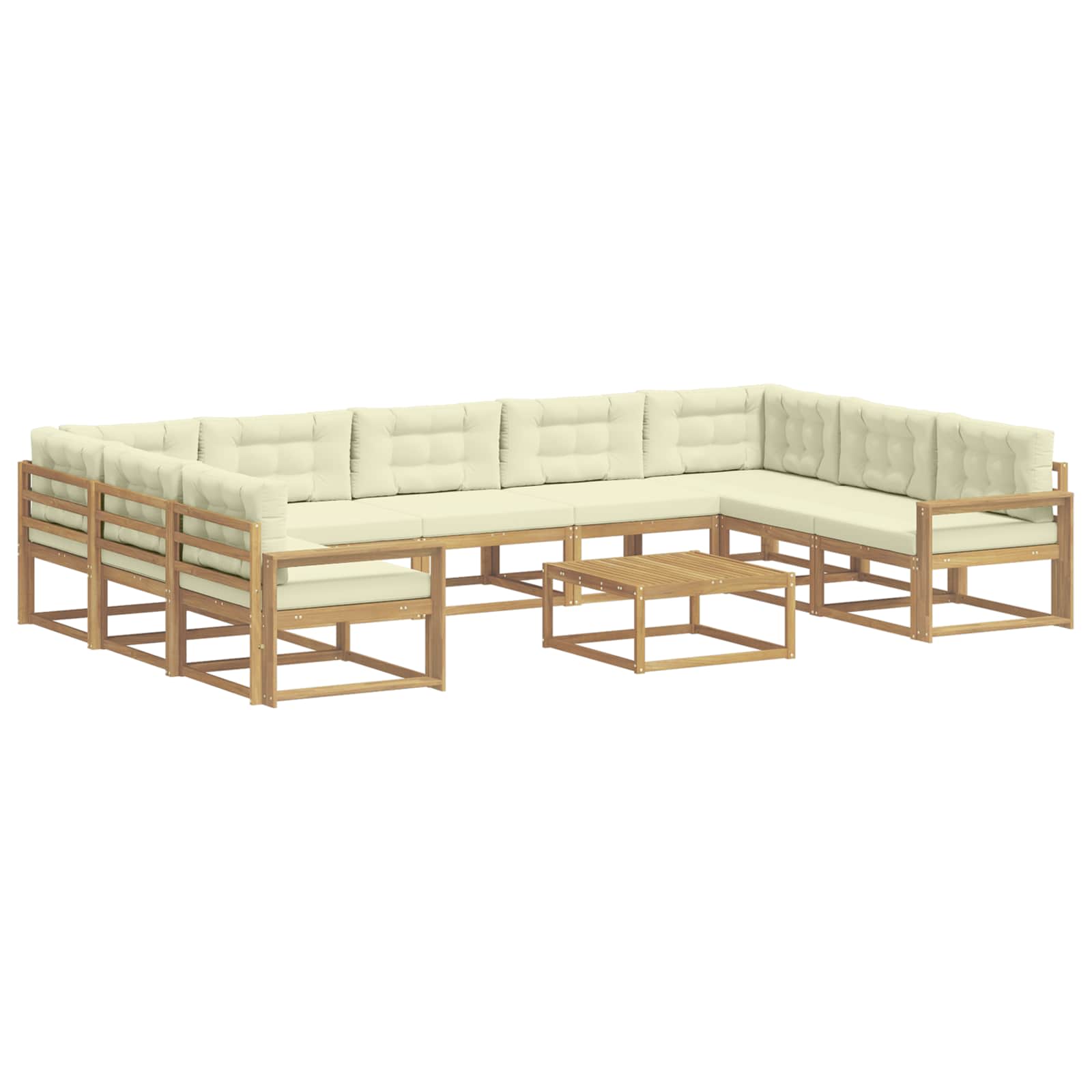 Outdoor-Sofagarnitur mit Kissen 10 pcs Weiß und Creme