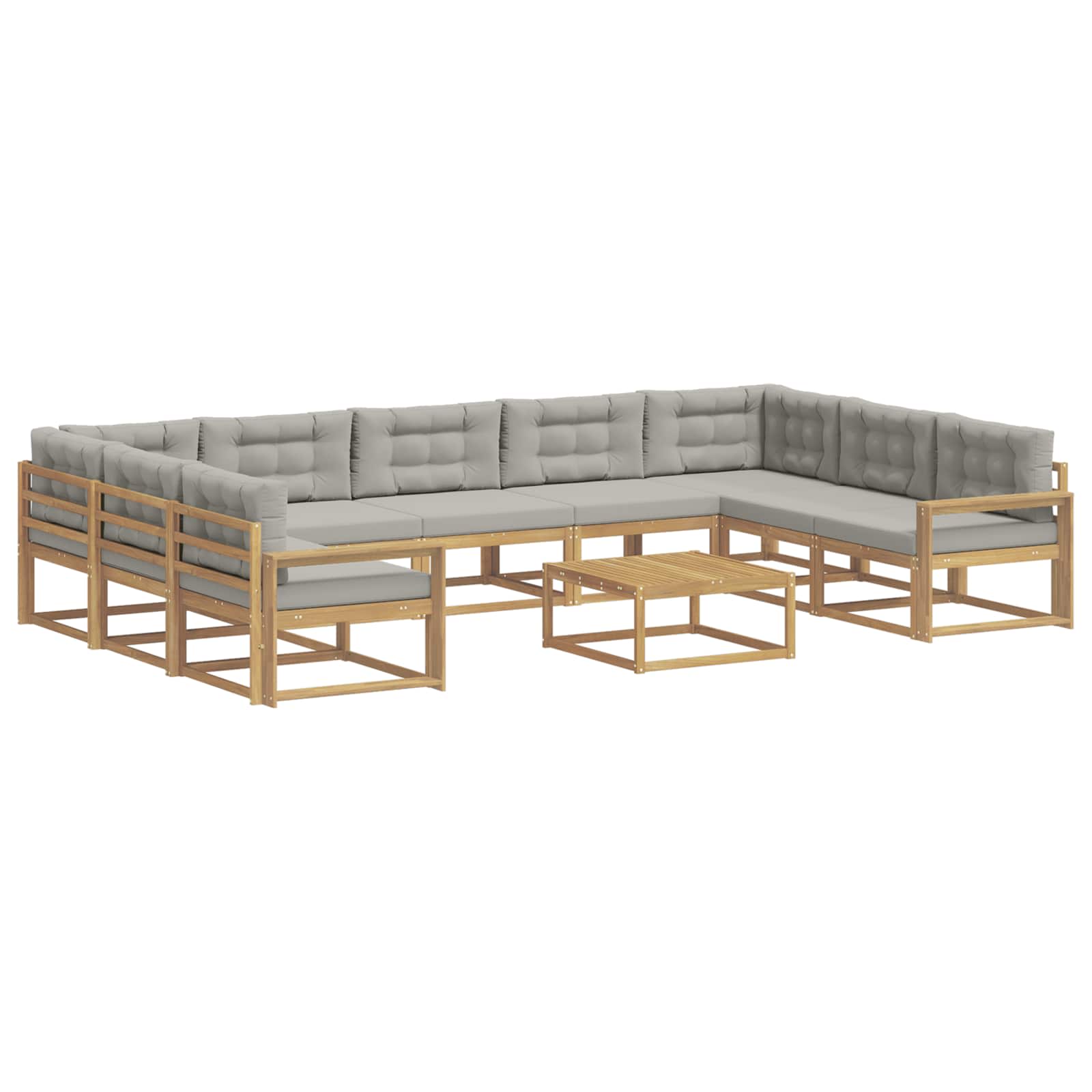 Outdoor-Sofagarnitur mit Kissen 10 pcs Weiß und Hellgrau