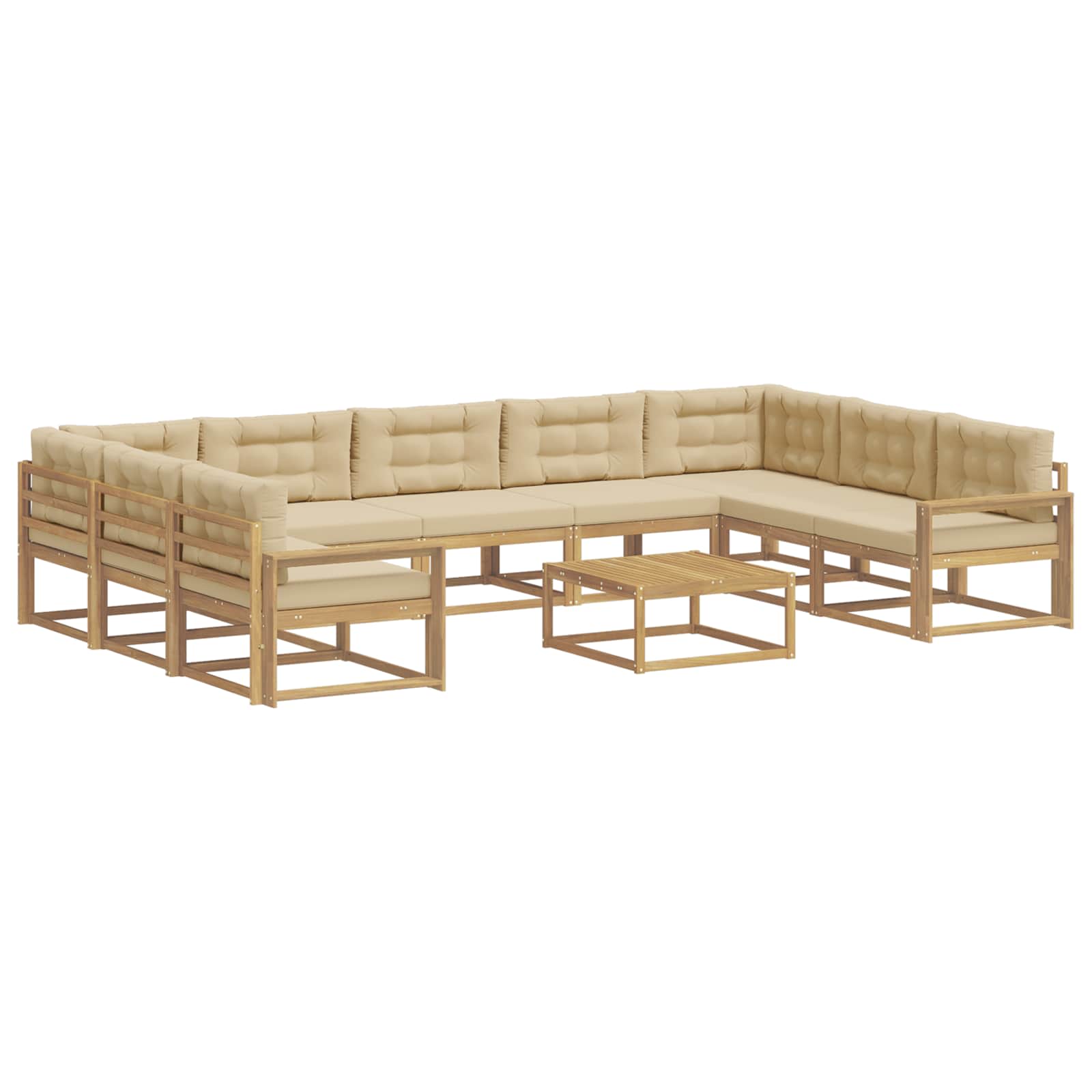 Outdoor-Sofagarnitur mit Kissen 10 pcs Weiß und Beige