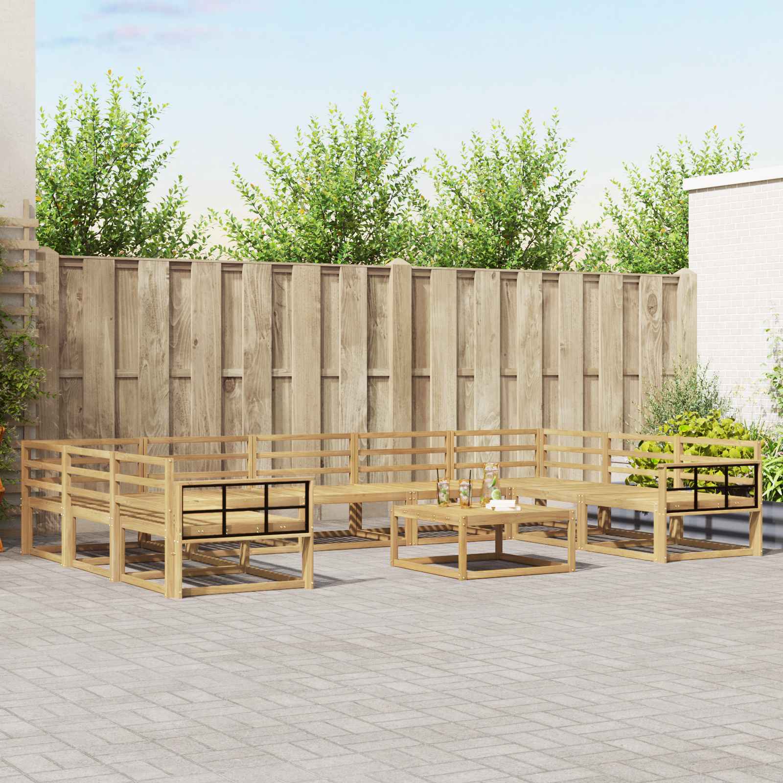 Outdoor-Sofagarnitur 10 pcs Weiß Massivholz Akazie