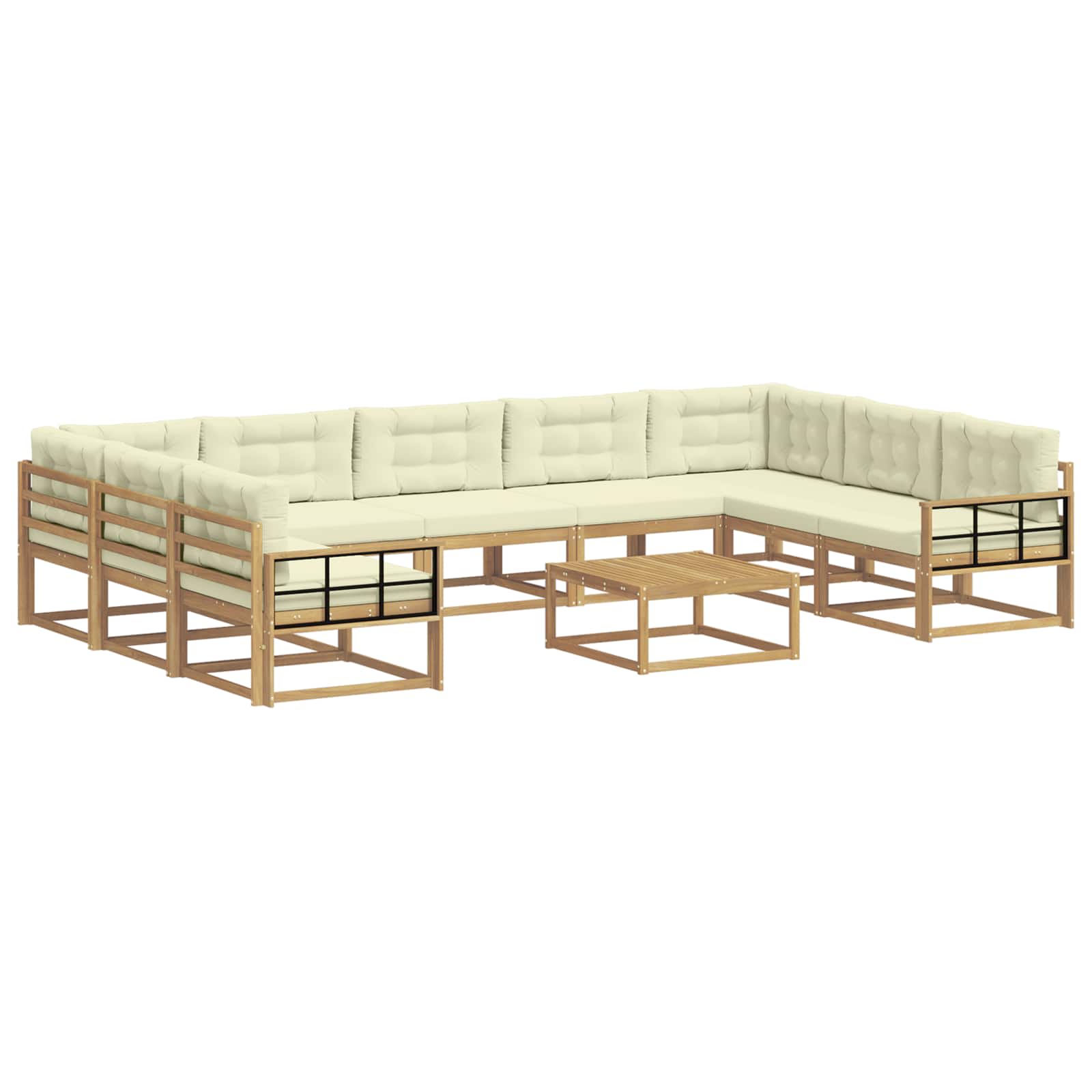 Outdoor-Sofagarnitur mit Kissen 10 pcs Weiß und Creme
