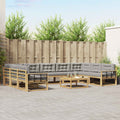 Outdoor-Sofagarnitur mit Kissen 10 pcs Weiß und Hellgrau