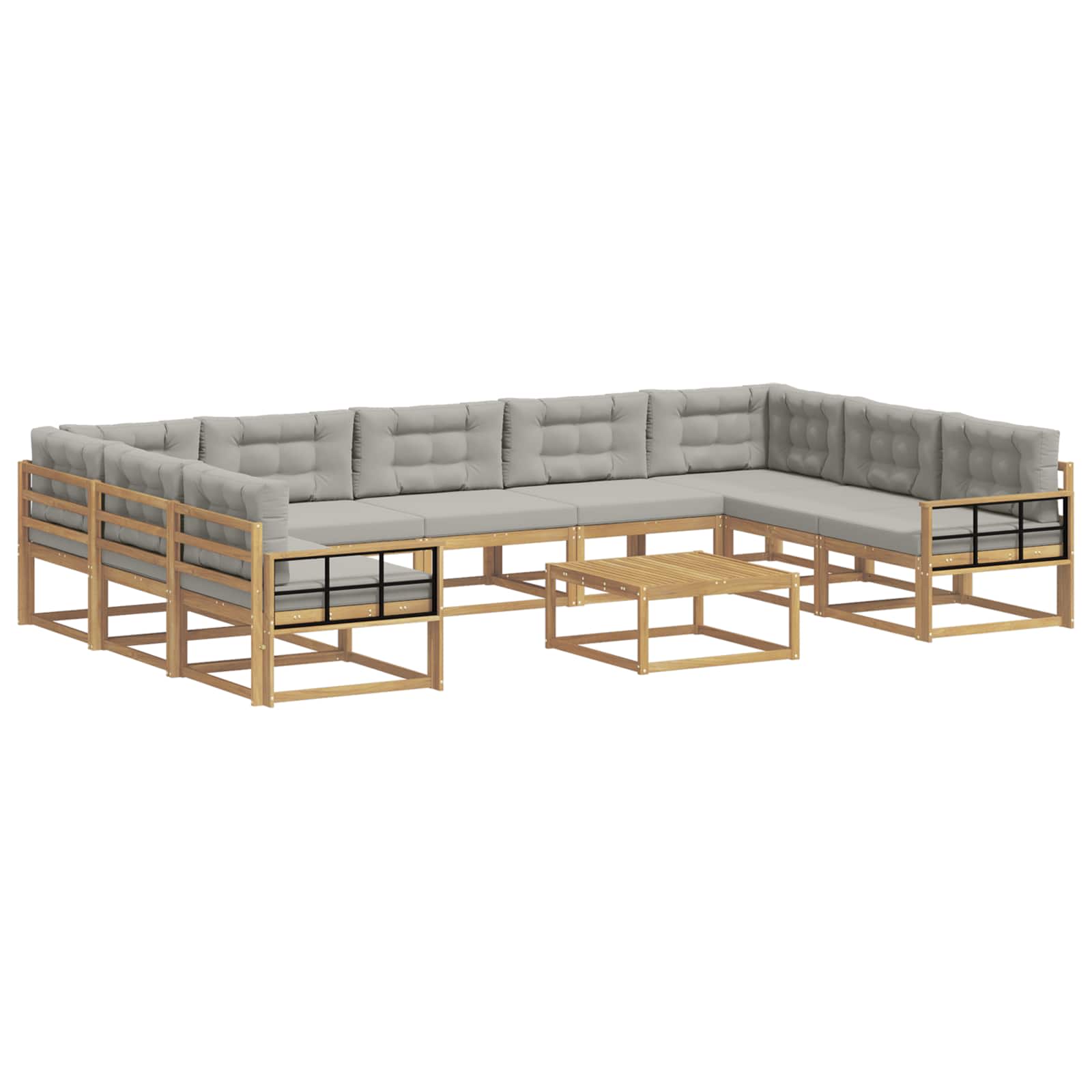 Outdoor-Sofagarnitur mit Kissen 10 pcs Weiß und Hellgrau