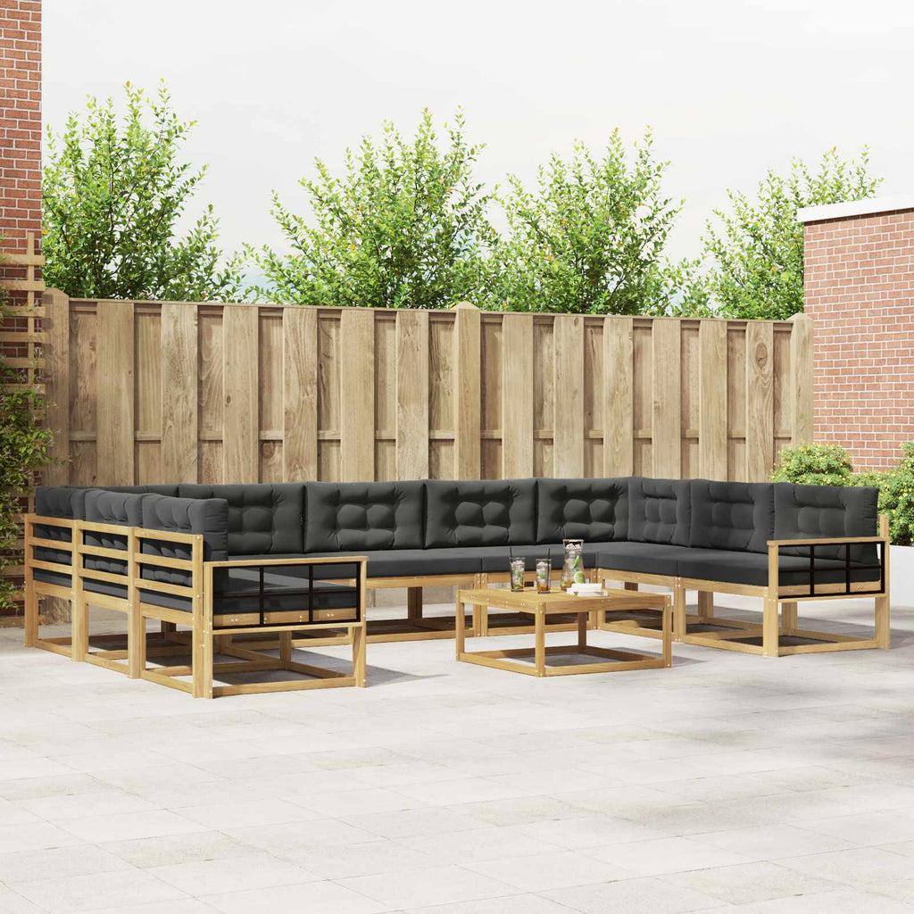 Outdoor-Sofagarnitur mit Kissen 10 pcs Weiß und Anthrazit