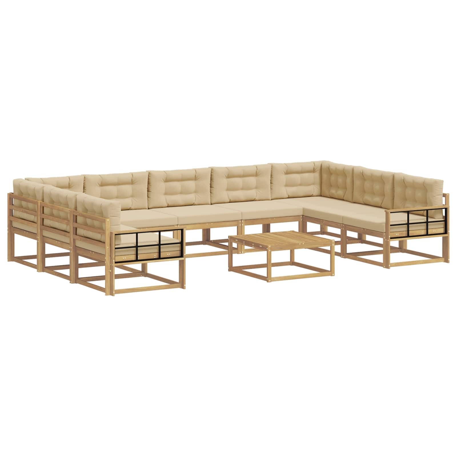 Outdoor-Sofagarnitur mit Kissen 10 pcs Weiß und Beige