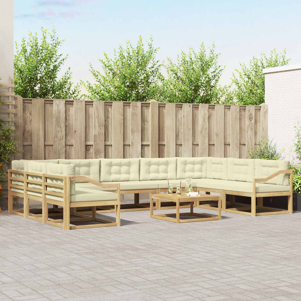 Outdoor-Sofagarnitur mit Kissen 10 pcs Weiß und Creme