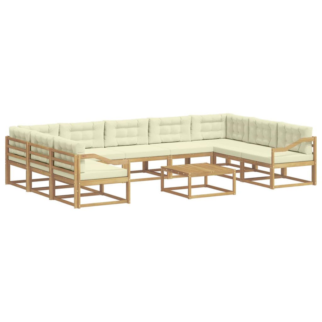 Outdoor-Sofagarnitur mit Kissen 10 pcs Weiß und Creme