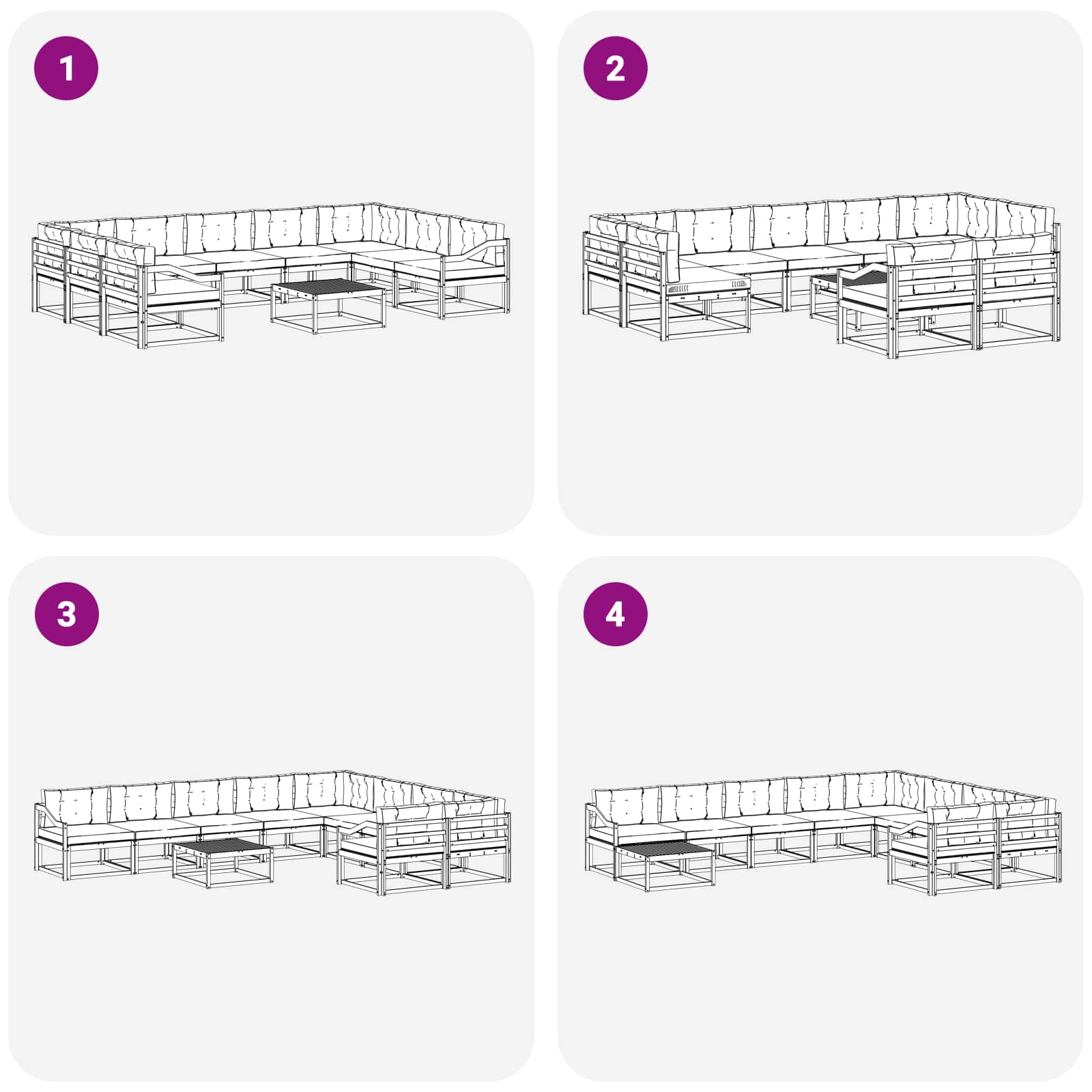 Outdoor-Sofagarnitur mit Kissen 10 pcs Weiß und Creme