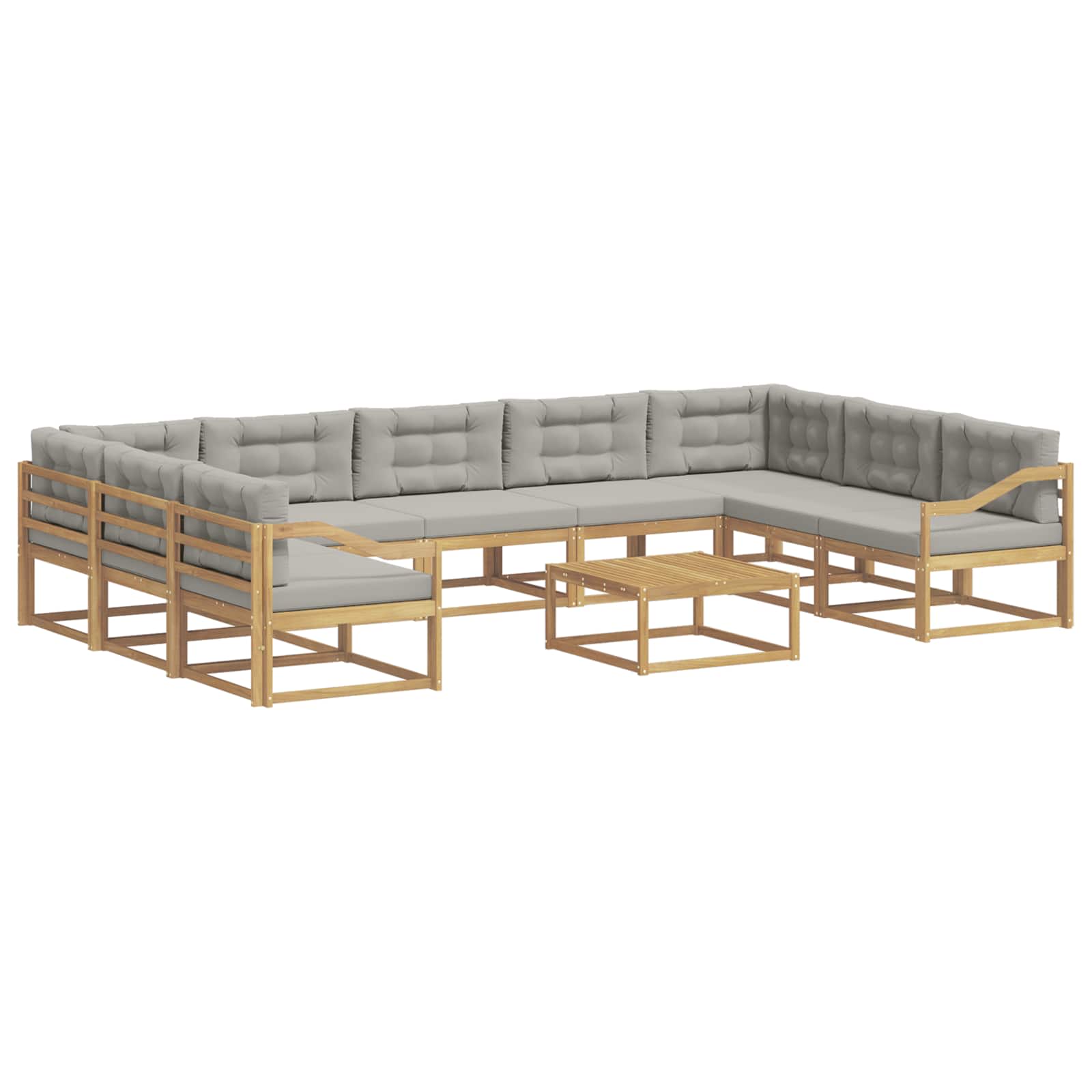 Outdoor-Sofagarnitur mit Kissen 10 pcs Weiß und Hellgrau