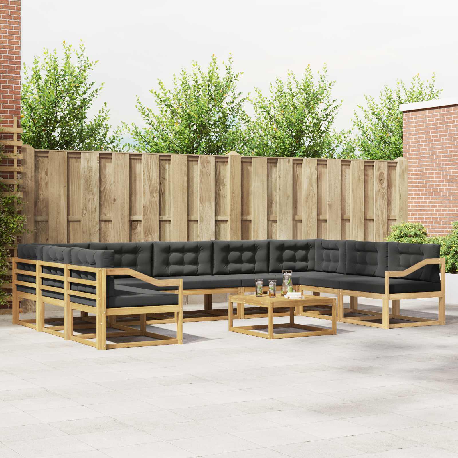 Outdoor-Sofagarnitur mit Kissen 10 pcs Weiß und Anthrazit