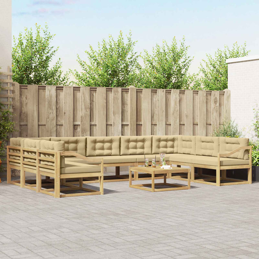 Outdoor-Sofagarnitur mit Kissen 10 pcs Weiß und Beige