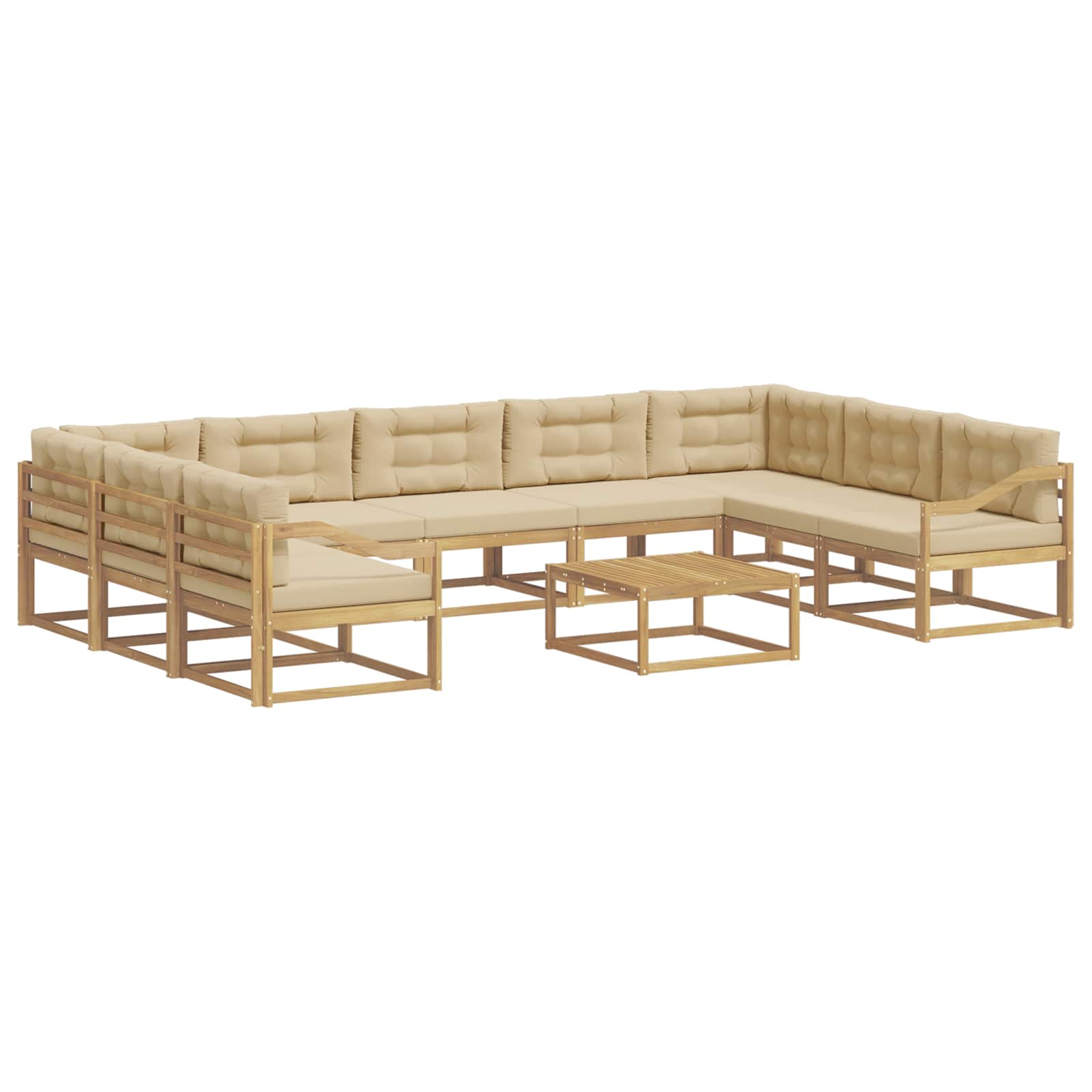 Outdoor-Sofagarnitur mit Kissen 10 pcs Weiß und Beige