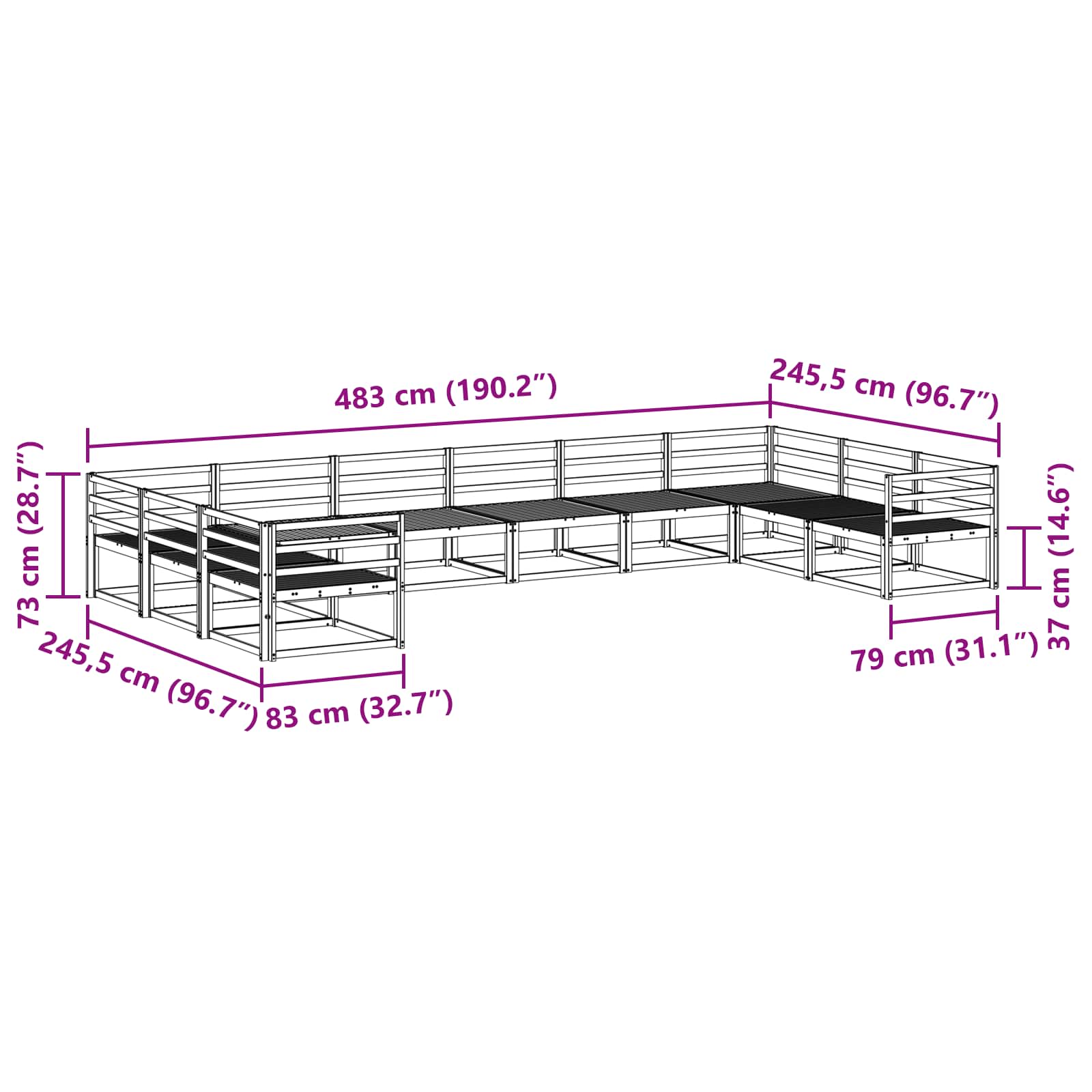 Outdoor-Sofagarnitur 10 pcs Weiß Massivholz Akazie