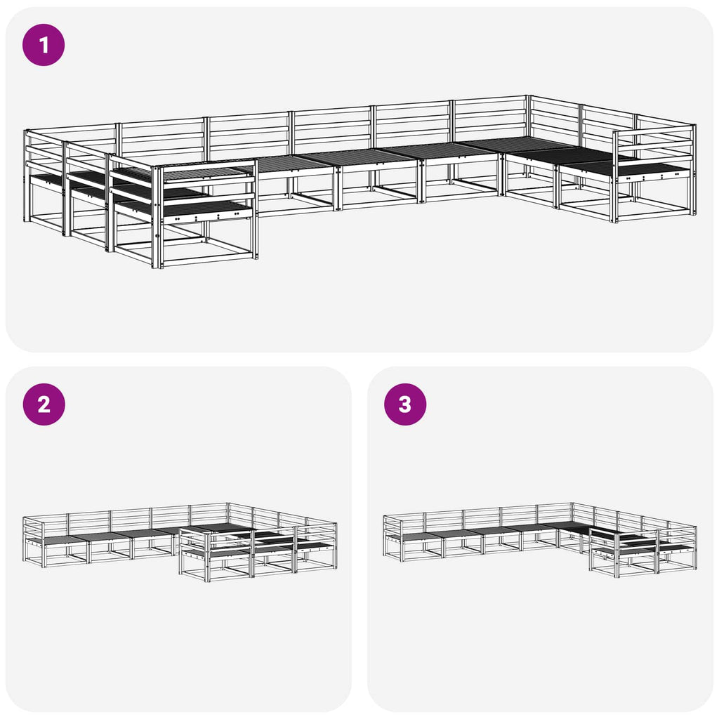 Outdoor-Sofagarnitur 10 pcs Weiß Massivholz Akazie