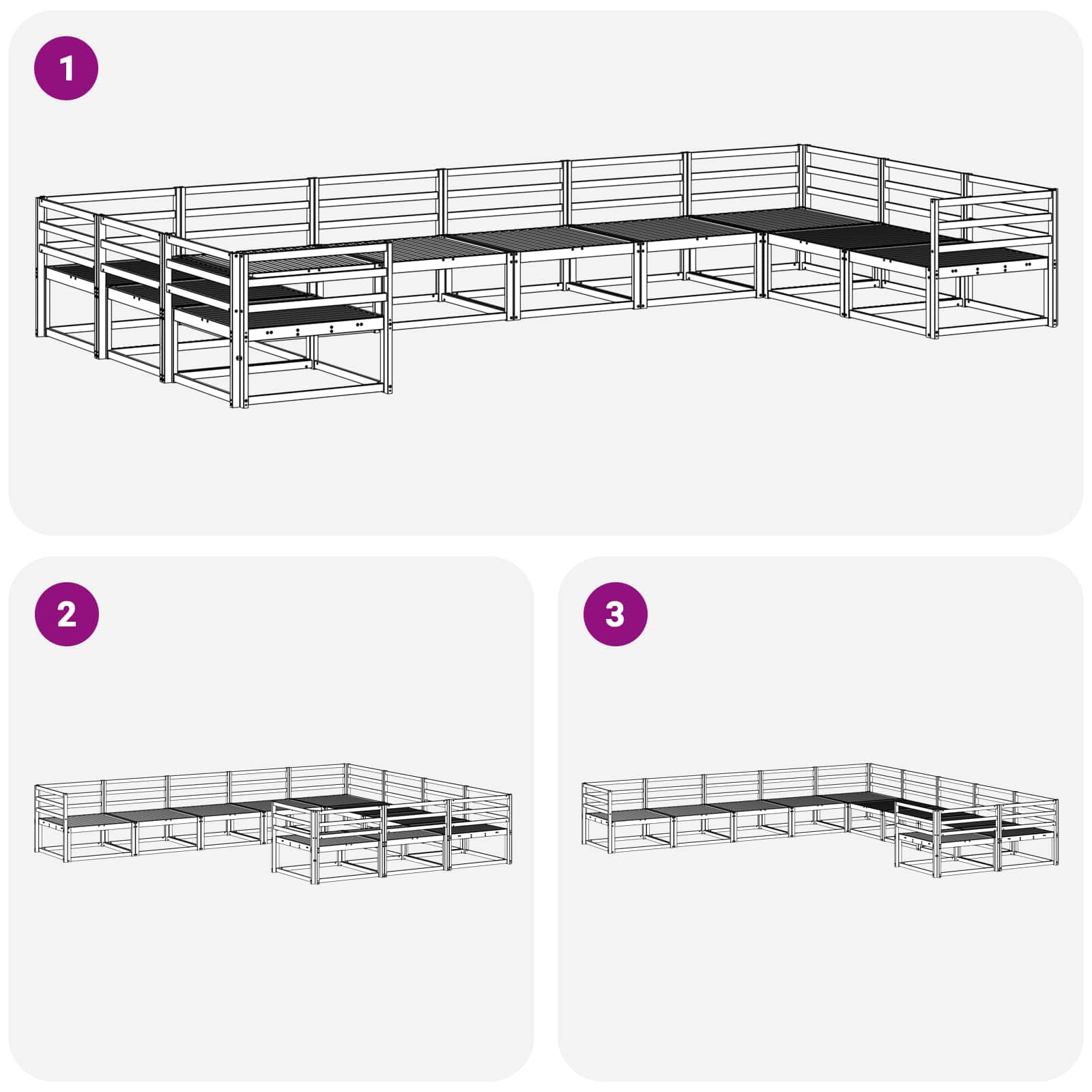 Outdoor-Sofagarnitur 10 pcs Weiß Massivholz Akazie